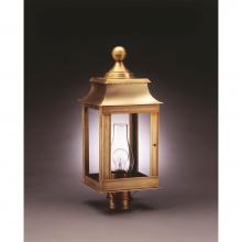 Northeast Lantern 5633-DAB-CIM-CLR - Pagoda Post Dark Antique Brass Medium Base Socket With Chimney Clear Glass