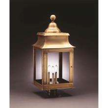 Northeast Lantern 5653-VG-LT3-CLR - Pagoda Post Verdi Gris 3 Candelabra Sockets Clear Glass