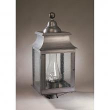 Northeast Lantern 5653-VG-CIM-CSG - Pagoda Post Verdi Gris Medium Base Socket With Chimney Clear Seedy Glass