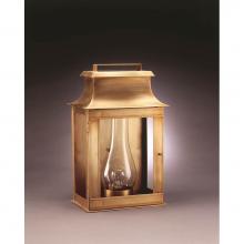 Northeast Lantern 5751-VG-CIM-CLR - Pagoda Wall Verdi Gris Medium Base Socket With Chimney Clear Glass