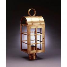 Northeast Lantern 6153-DAB-CIM-CLR - Culvert Top H-Bars Post Dark Antique Brass Medium Base Socket With Chimney Clear Glass