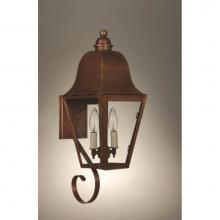 Northeast Lantern 6406-VG-LT2-CLR - Bracket Wall Fixture Bottom Scroll  Verdi Gris Finish  2 Candelabra Sockets  Clear Glass
