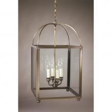 Northeast Lantern 6832-DAB-LT4-CLR - Square Corners Hanging Dark Antique Brass 4 Candelabra Sockets Clear Glass