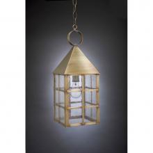 Northeast Lantern 7142-VG-MED-SMG - Pyramid Top H-Bars Hanging Verdi Gris Medium Base Socket Seedy Marine Glass