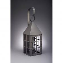 Northeast Lantern 7151-VG-CIM-CLR - Pyramid Top H-Bars Post Verdi Gris Medium Base Socket With Chimney Clear Glass