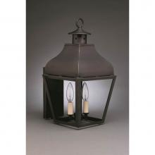 Northeast Lantern 7631-DAB-LT2-CLR - Curved Top Wall Dark Antique Brass 2 Candelabra Sockets Clear Glass