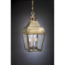 Northeast Lantern 7632-VG-LT2-CSG - Curved Top Hanging Verdi Gris 2 Candelabra Sockets Clear Seedy Glass