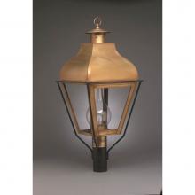 Northeast Lantern 7653-DAB-CIM-CLR - Curved Top Post Dark Antique Brass Medium Base Socket With Chimney Clear Glass