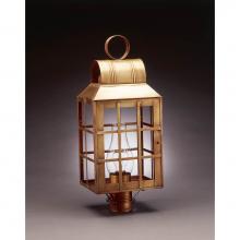 Northeast Lantern 8143-AB-CIM-CLR - Culvert Top H-Bars Post Antique Brass Medium Base Socket With Chimney Clear Glass