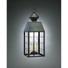 Northeast Lantern 8352-VG-LT3-CLR - H-Rod Hanging Verdi Gris 3 Candelabra Sockets Clear Glass