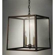 Northeast Lantern ST1415-AB-LT2-CSG - Square Trapezoid Hanging Antique Brass 2 Candelabra Sockets Clear Seedy Glass
