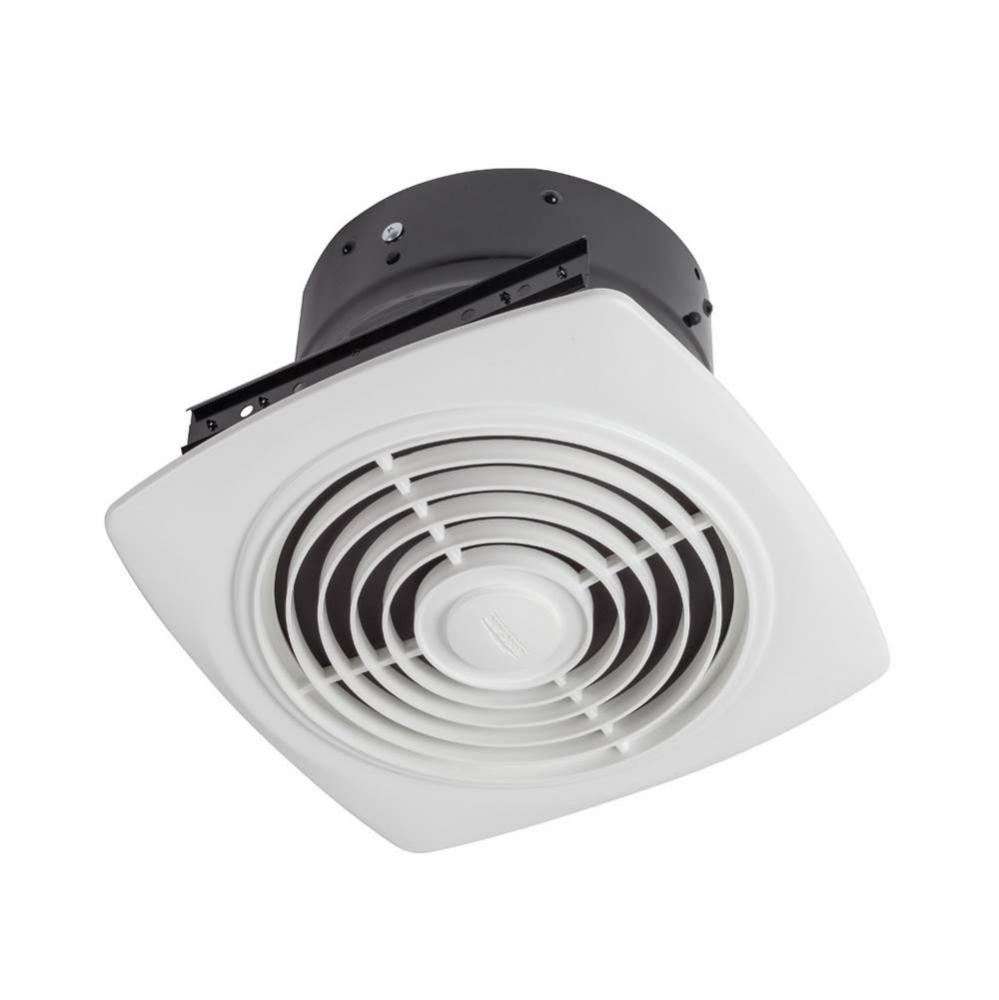 8-Inch 200 CFM Vertical Discharge Fan, White Square Plastic Grille, 8.5 Sones