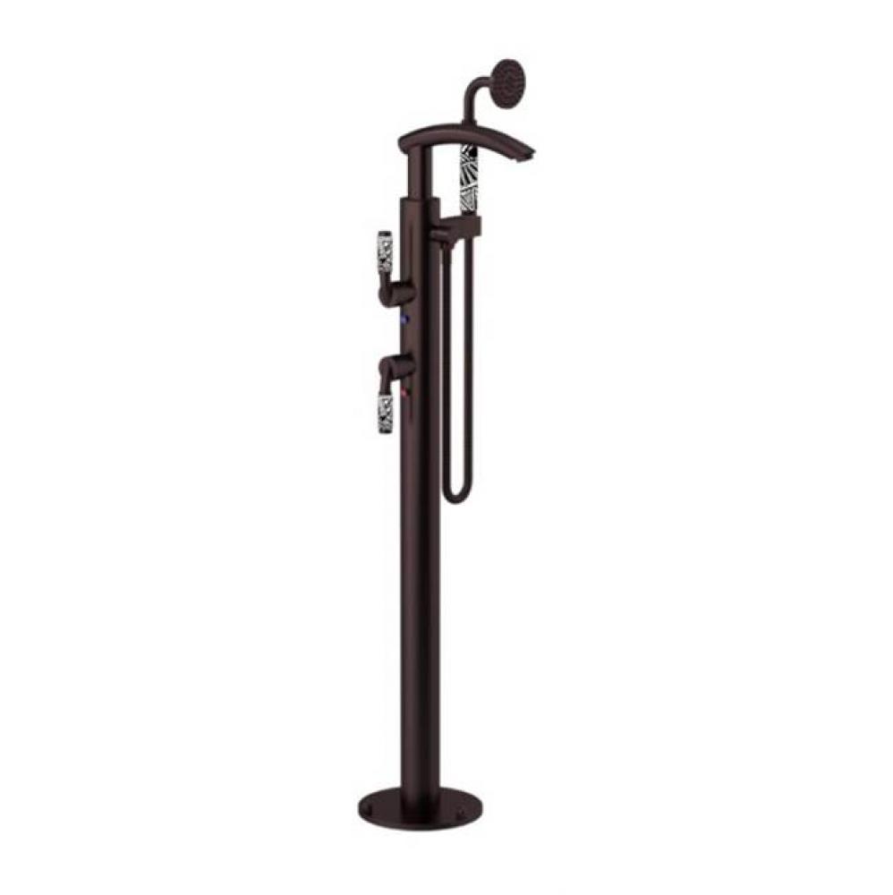 Floor Mount Tub Filler With Handheld Shower