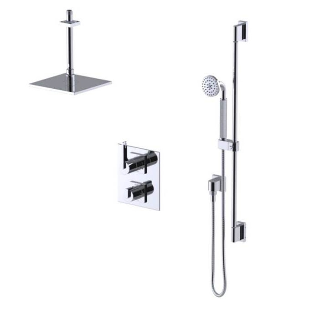 Temperature Control Shower with Two Way Diverter & Shut-Off, Hand Held Shower, Adjustable Slid