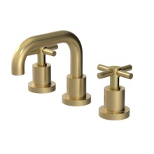 Rubinet Canada 1AGNCSBBB - Widespread Lavatory Set Without Drain Satin Brass with Bright Brass