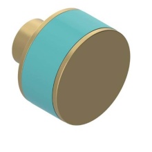 Rubinet Canada 7ZNV0SBAQ - Cabinet Knob Satin Brass with Aqua