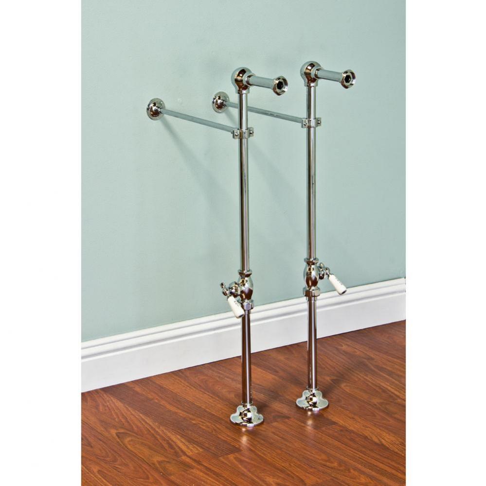 Chrome Free Standing Leg Tub Supply Set W/ Shutoffs
