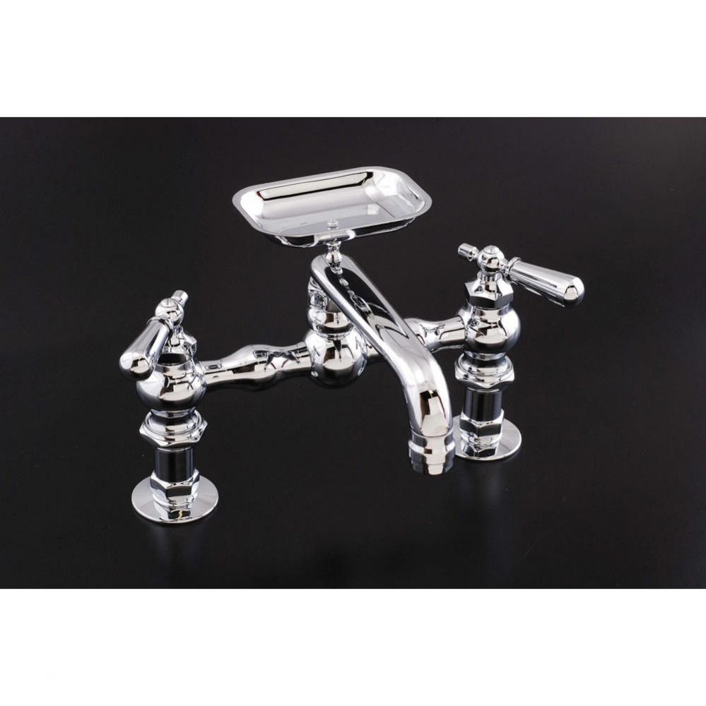 Chrome Deck Mt Kitchen Faucet. 6apos;apos; Swivel Spout W/Soap Dish  &amp; Lev