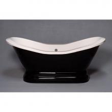 Strom Living P1164 - The Echo Black & White 6'' Acrylic Double Ended Slipper Tub On Pedestal Without Fauc