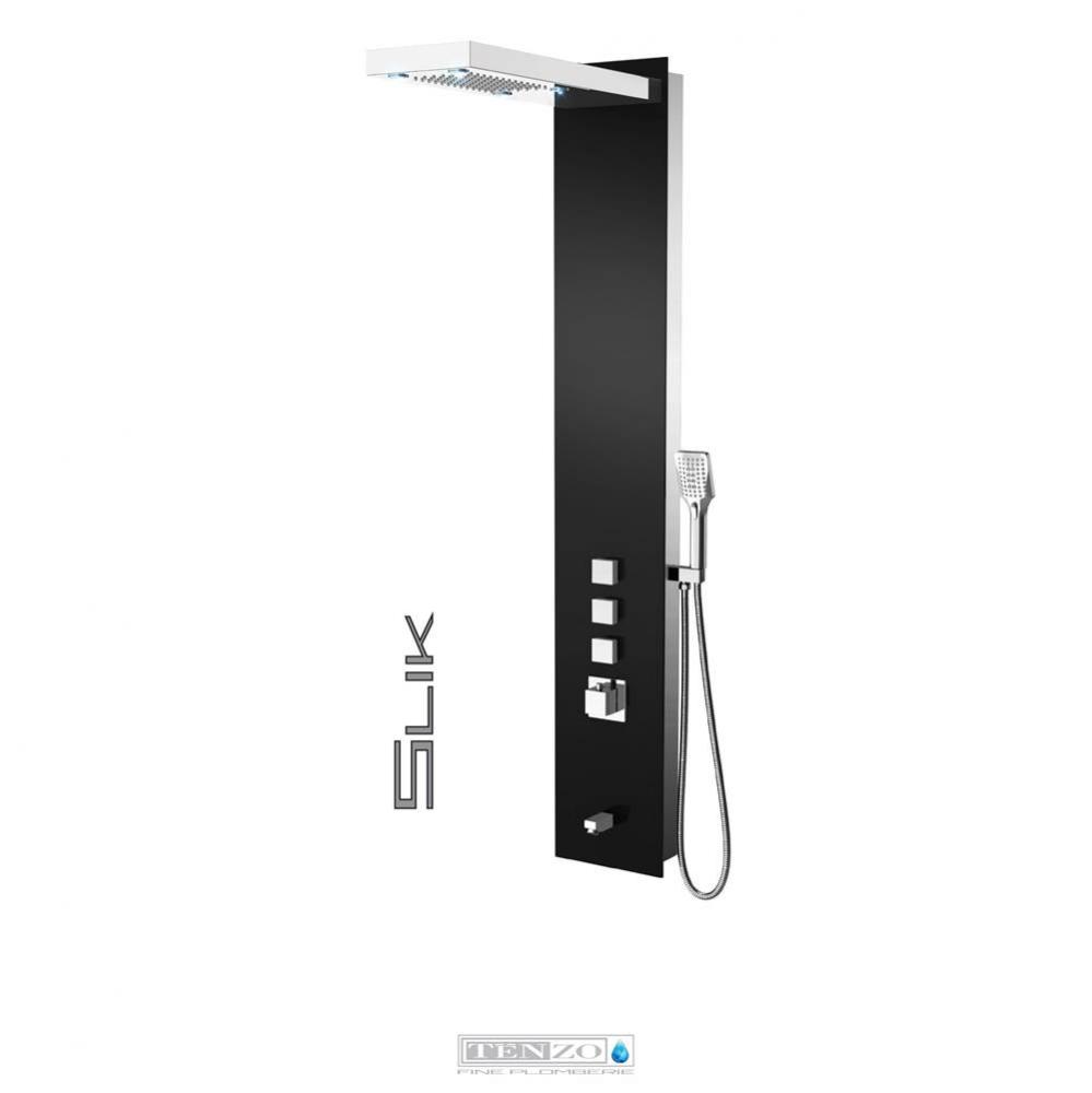 Shower Col. Tempered Glass Slik [Sh. Head Led Hand Shwr Spout] Thermo./Vol. Ctrl Valve #02 Finish