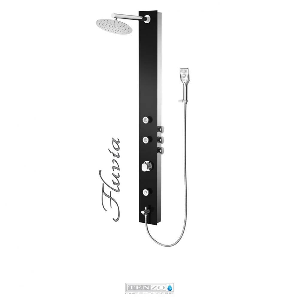 Shower Col. Tempered Glass Fluvia [Sh. Head 3 Jets Hand Shwr] Thermo./Vol. Ctrl Valve #40 Finish