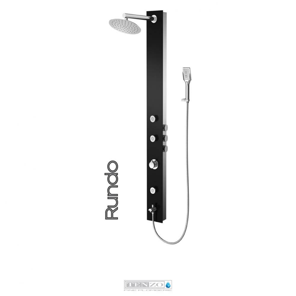 Shower Col. Tempered Glass Rundo [Sh. Head 3 Jets Hand Shwr] Thermo./Vol. Ctrl Valve #02 Finish