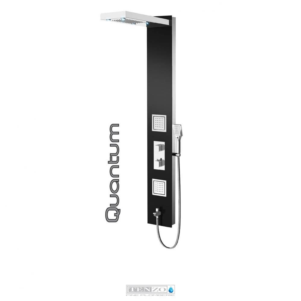 Shower Col. Tempered Glass Quantum [Sh. Head Led 2 Jets Hand Shwr] Thermo./Div. Valve #02 Finish