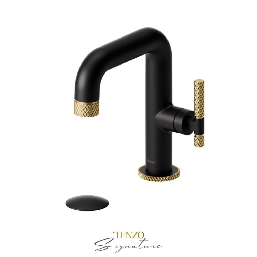 Single hole lavatory faucet with (W/O overflow) drain Bellacio-C matte black/brushed gold
