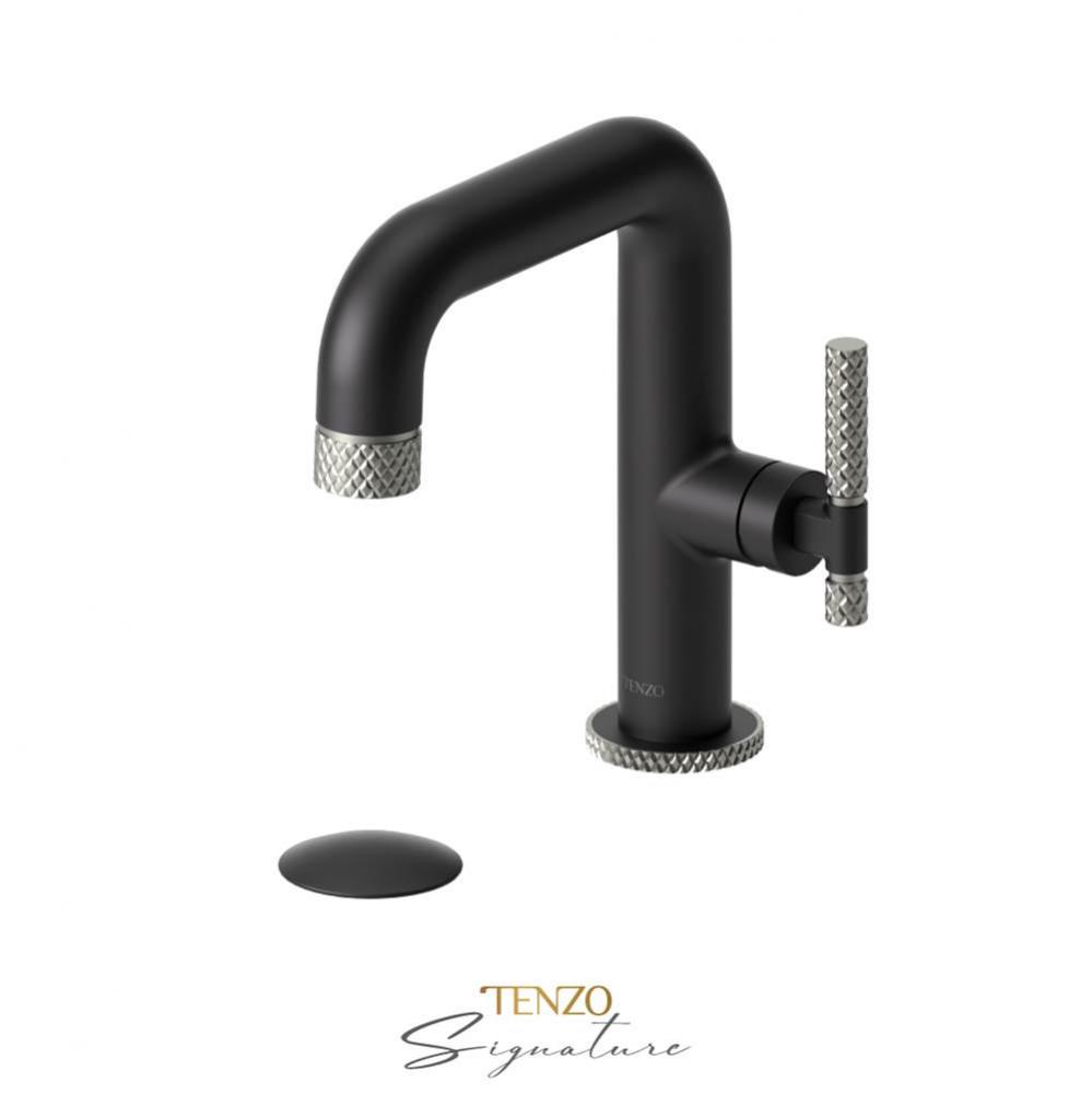 Single hole lavatory faucet with (W/O overflow) drain Bellacio-C matte black/brushed nickel