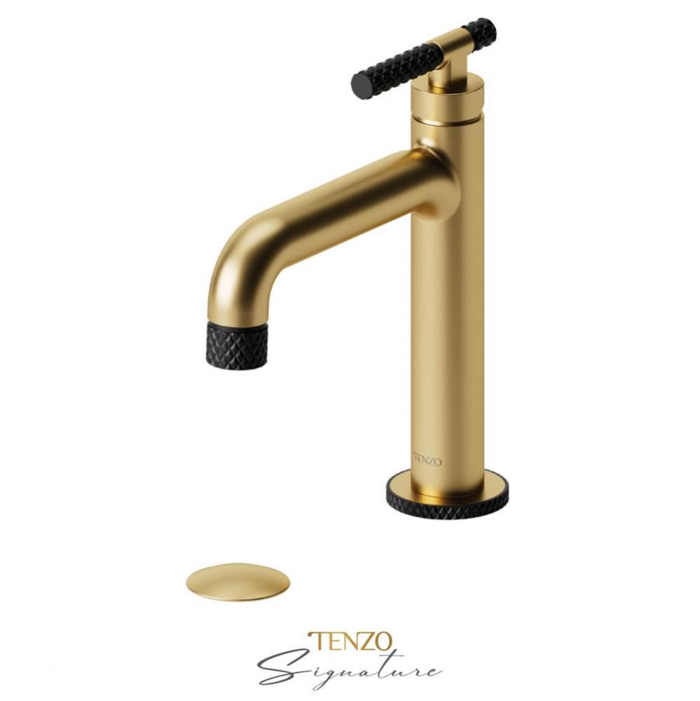 Single hole lavatory faucet with (W/O overflow) drain Bellacio-C brushed gold/matte black