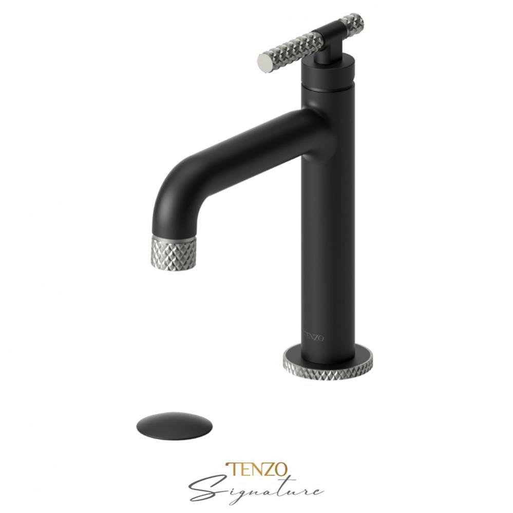 Single hole lavatory faucet with (W/O overflow) drain Bellacio-C matte black/brushed nickel