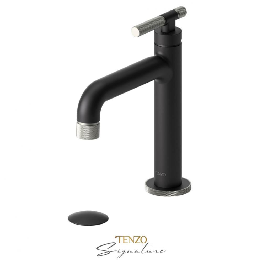 Single hole lavatory faucet with (W/O overflow) drain Bellacio-F matte black/brushed nickel