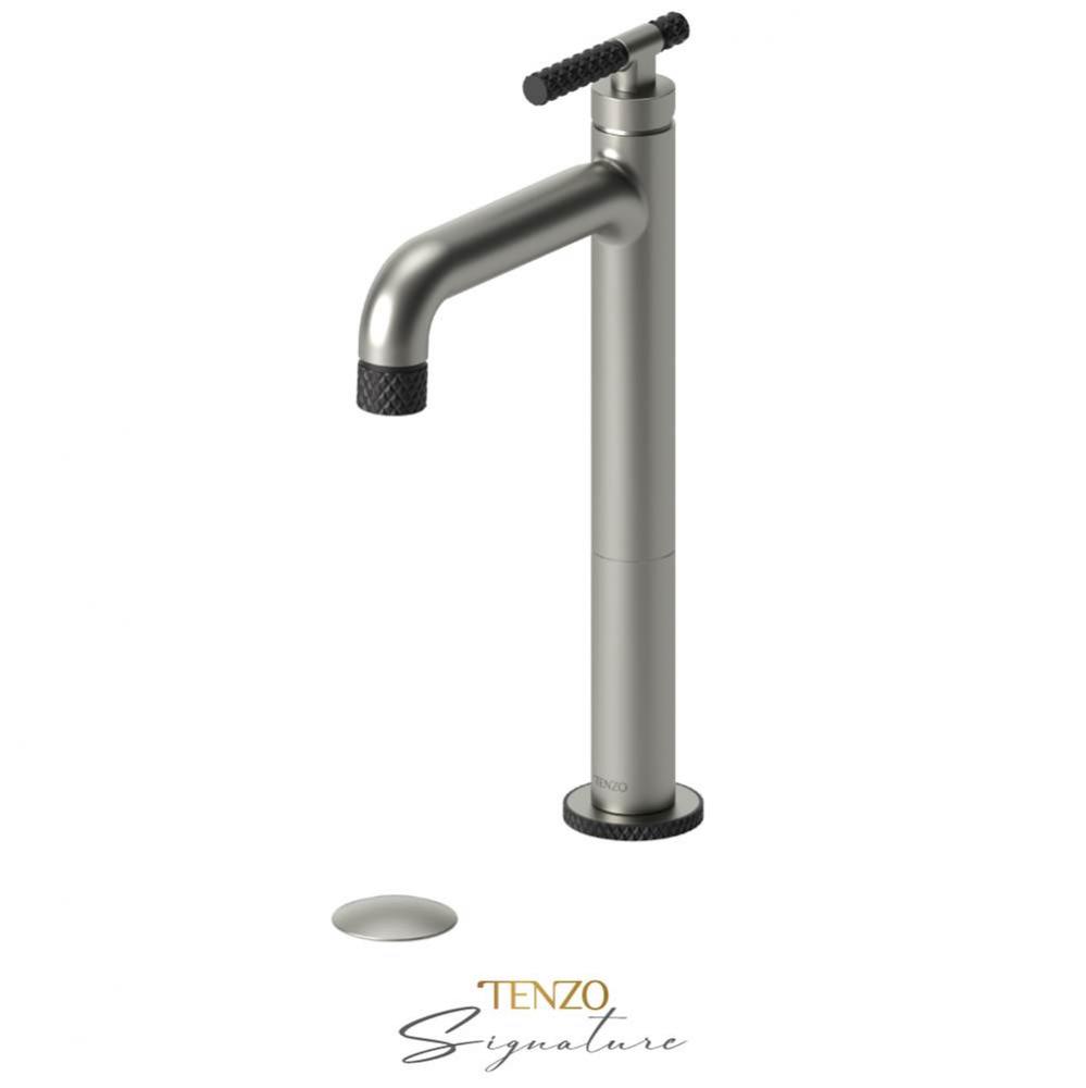 Tall single lavatory faucet with (W/O overflow) drain Bellacio-C brushed nickel/matte black