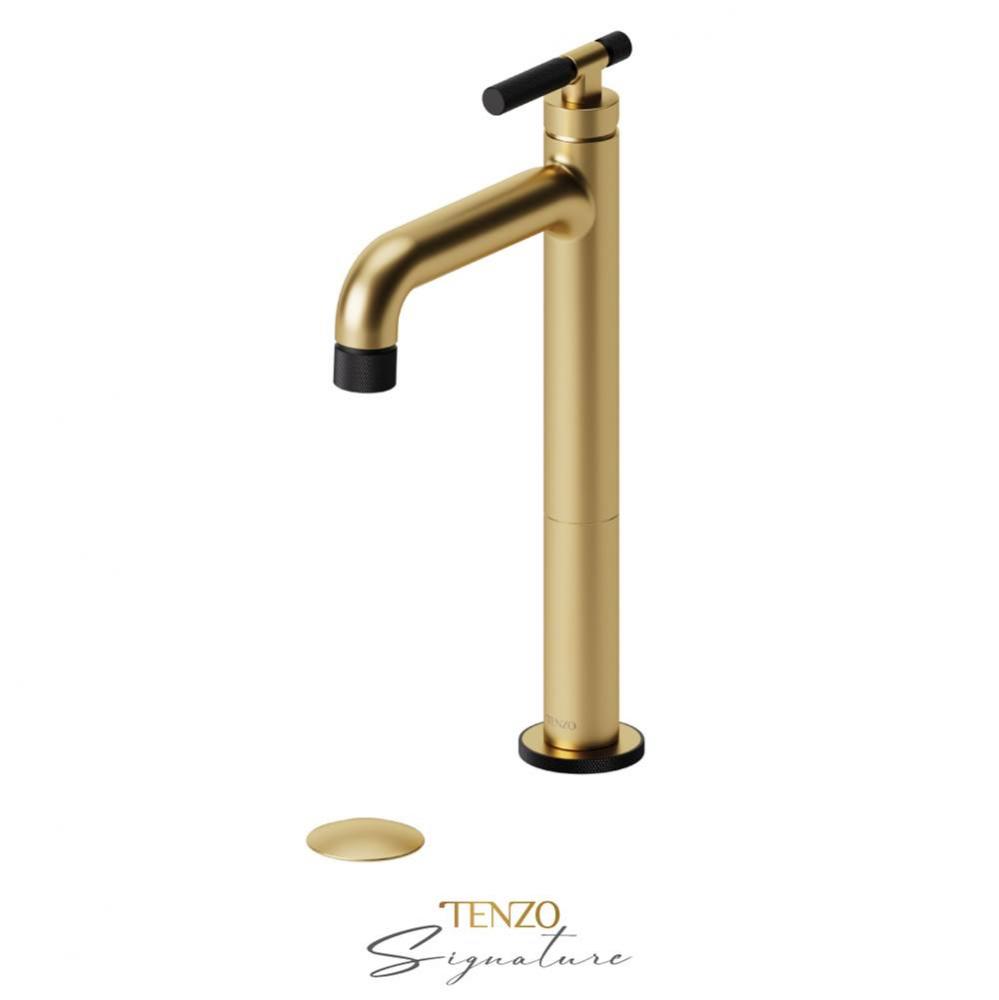 Tall single lavatory faucet with (W/O overflow) drain Bellacio-F brushed gold/matte black