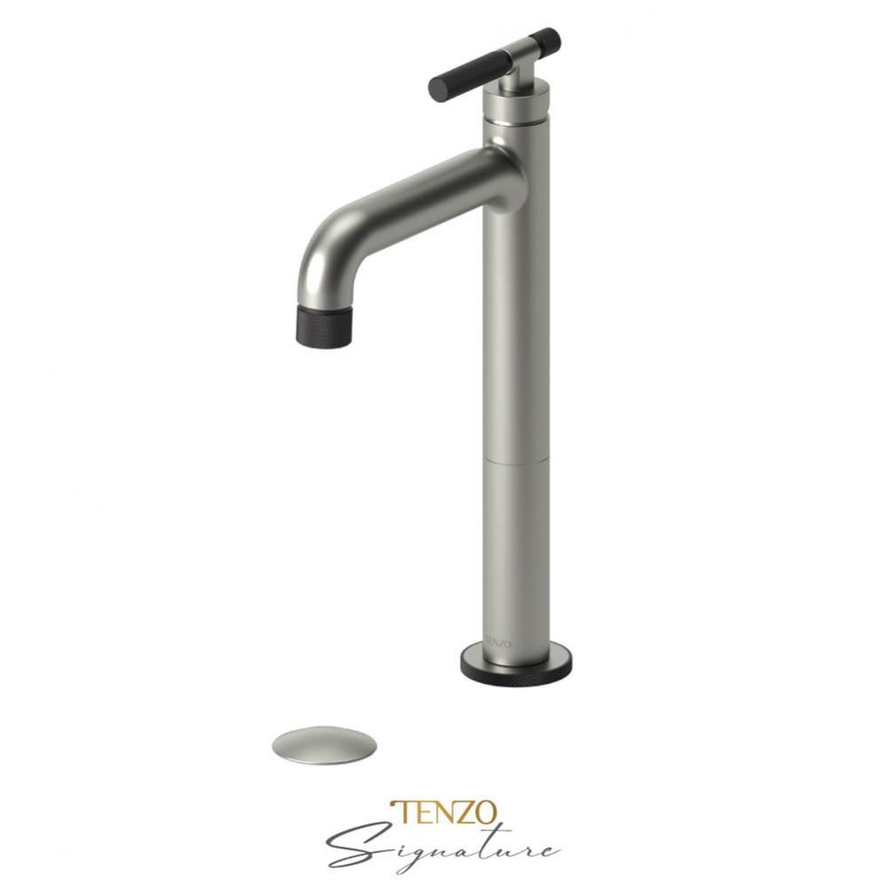 Tall single lavatory faucet with (W/O overflow) drain Bellacio-F brushed nickel/matte black