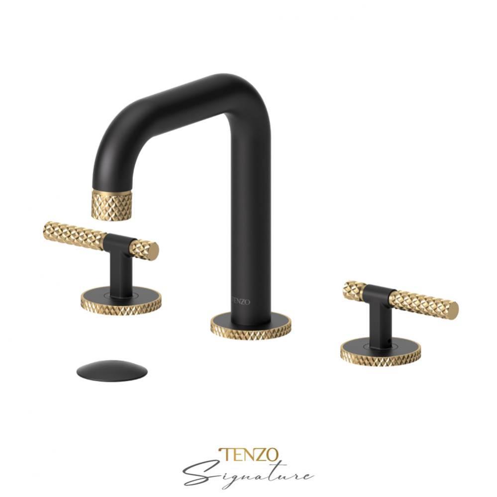 8'' lavatory faucet with (overflow) drain Bellacio-C matte black/brushed gold