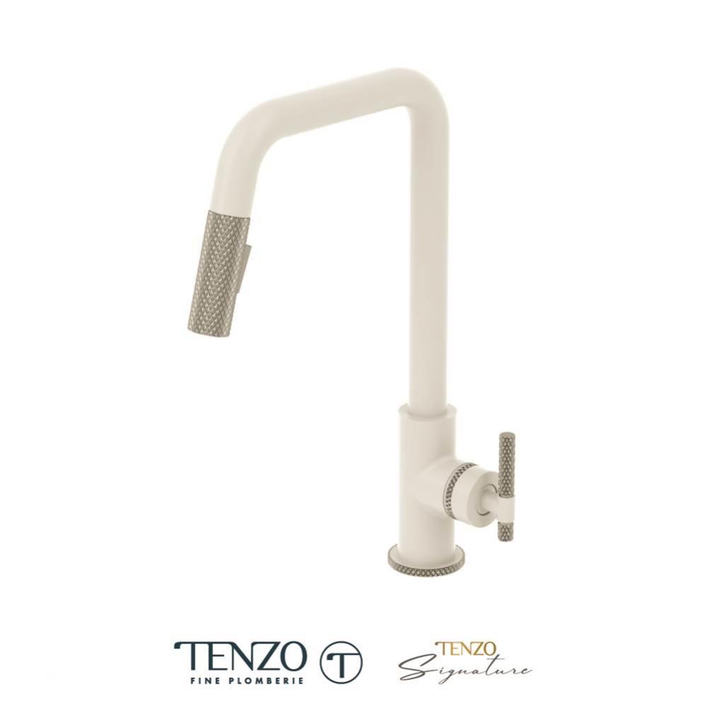 Single-handle kitchen faucet Bellacio with pull-down & 2-Function hand shower matte white / st