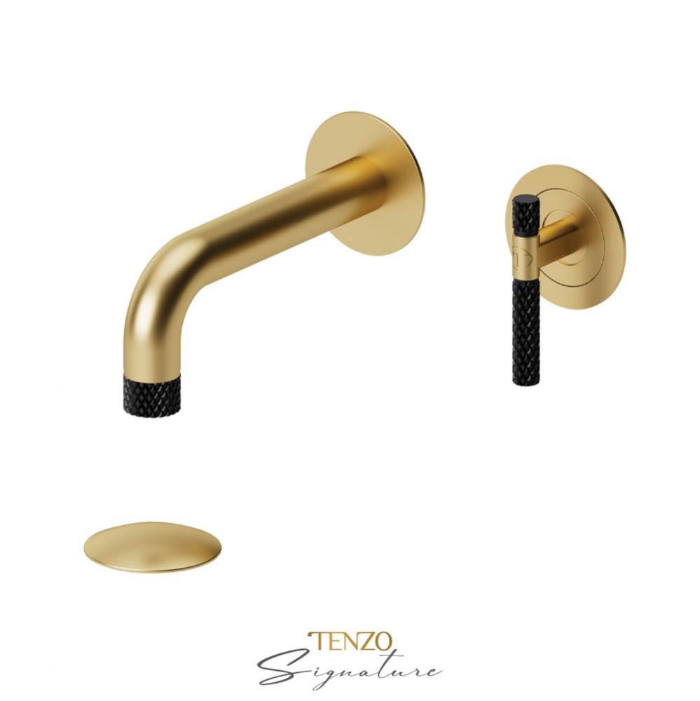 Wall mount lavatory faucet with (W/O overflow) drain Bellacio-C brushed gold/matte black