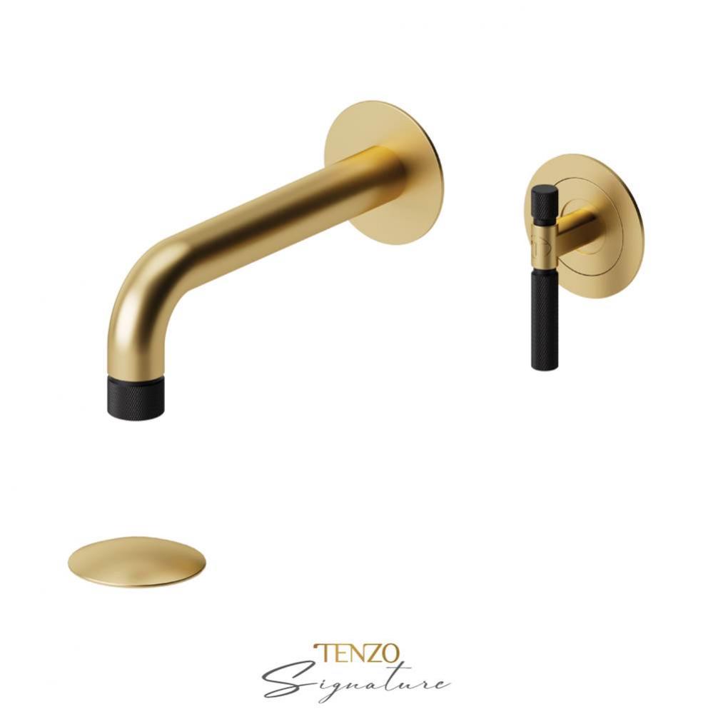 Wall mount lavatory faucet with (W/O overflow) drain Bellacio-F brushed gold/matte black