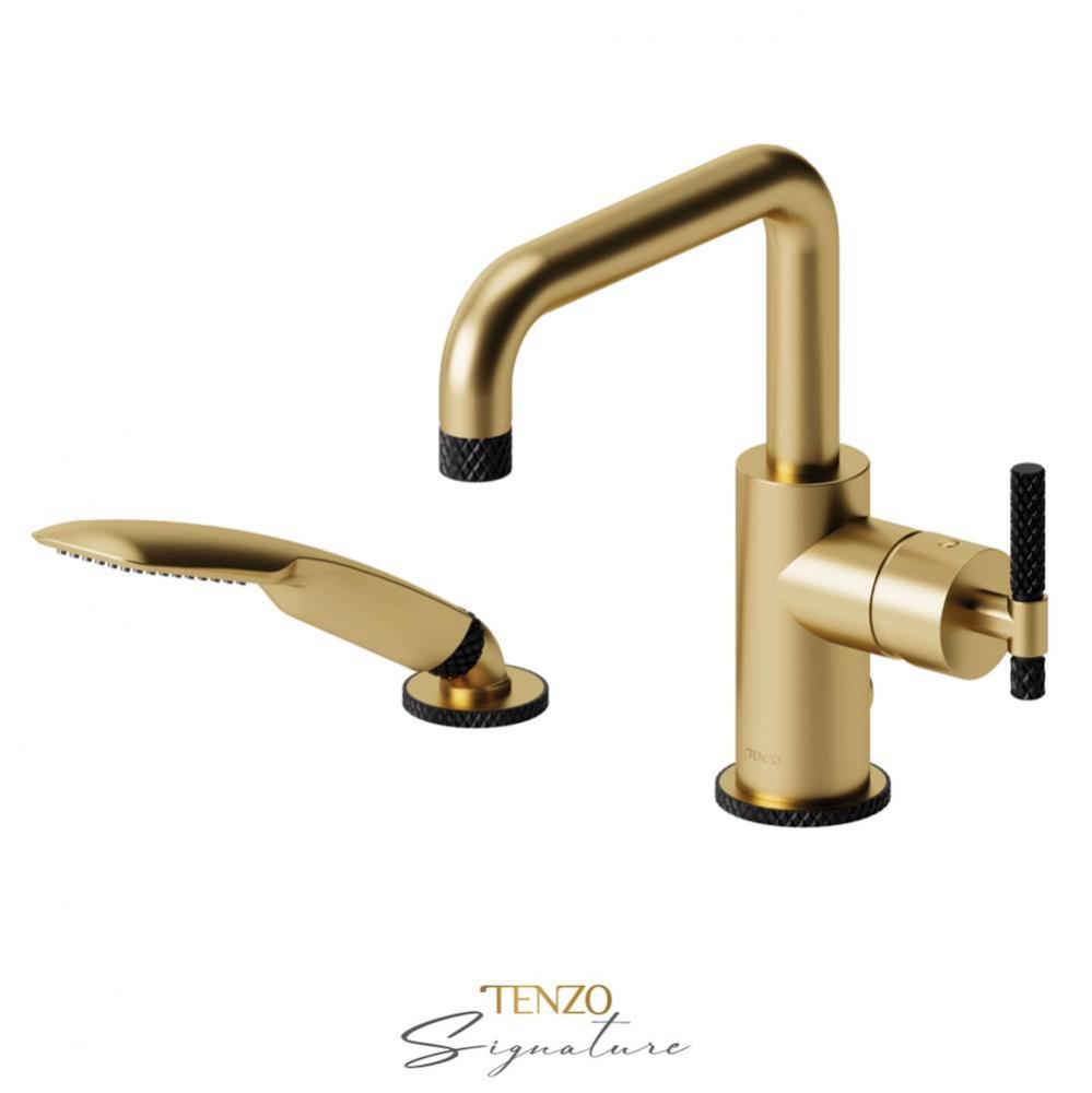 Deck mount 2 pcs tub filler Bellacio-C brushed gold/matte black