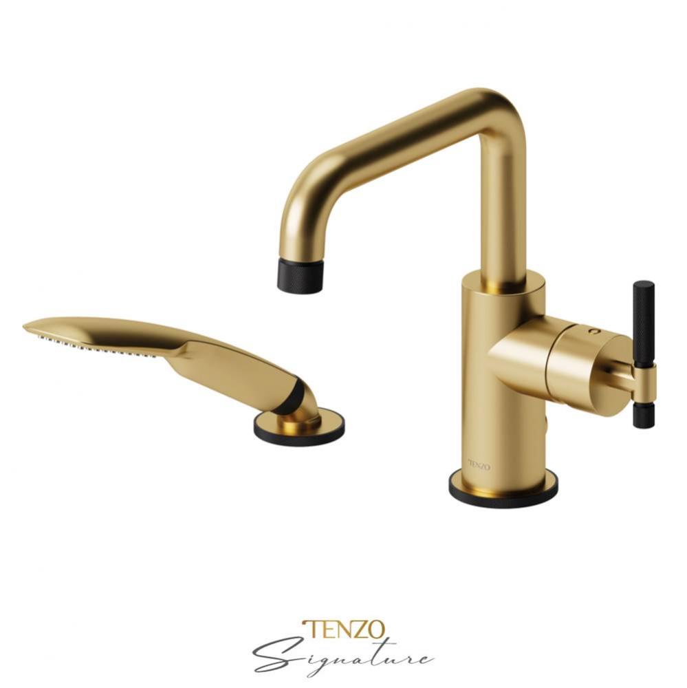 Deck mount 2 pcs tub filler Bellacio-F brushed gold/matte black