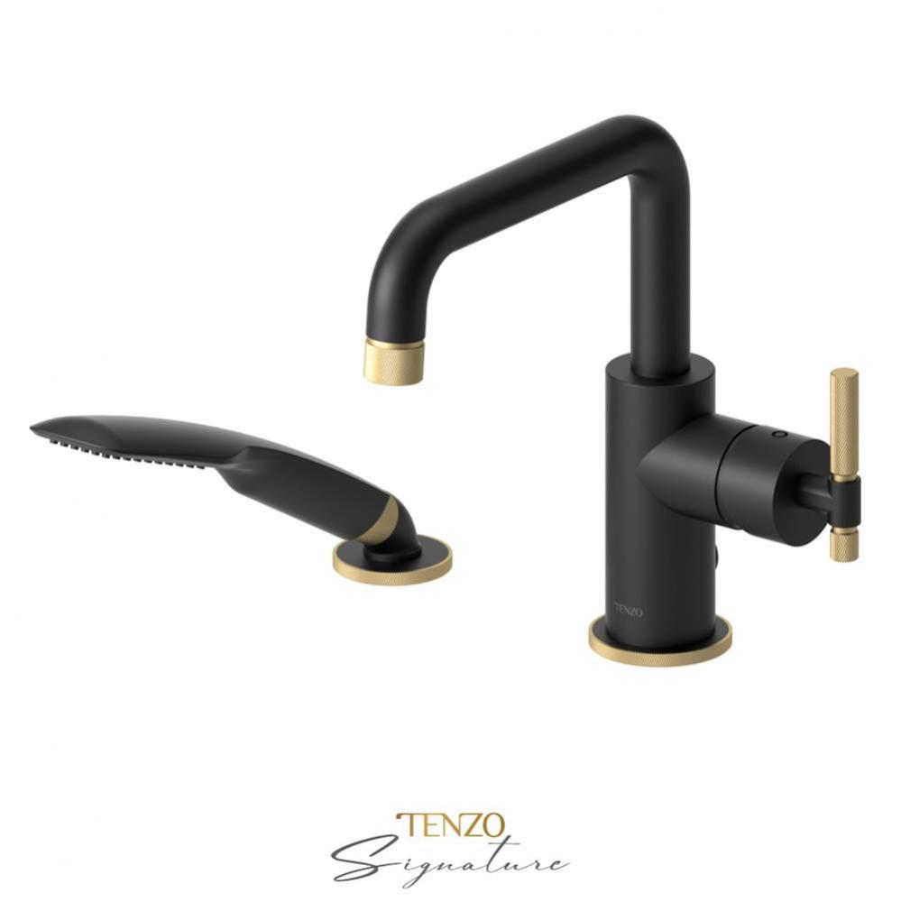 Deck mount 2 pcs tub filler Bellacio-F matte black/brushed gold