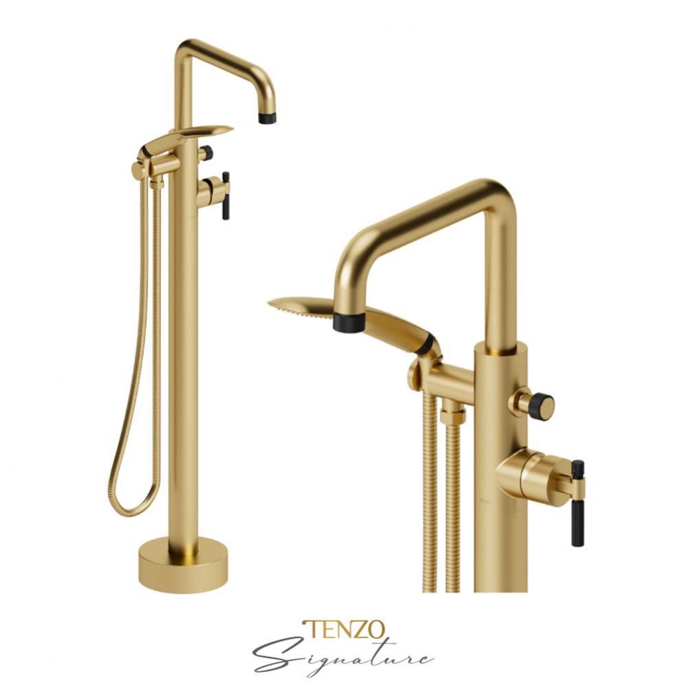 Floor mount tub filler Bellacio-F brushed gold/matte black