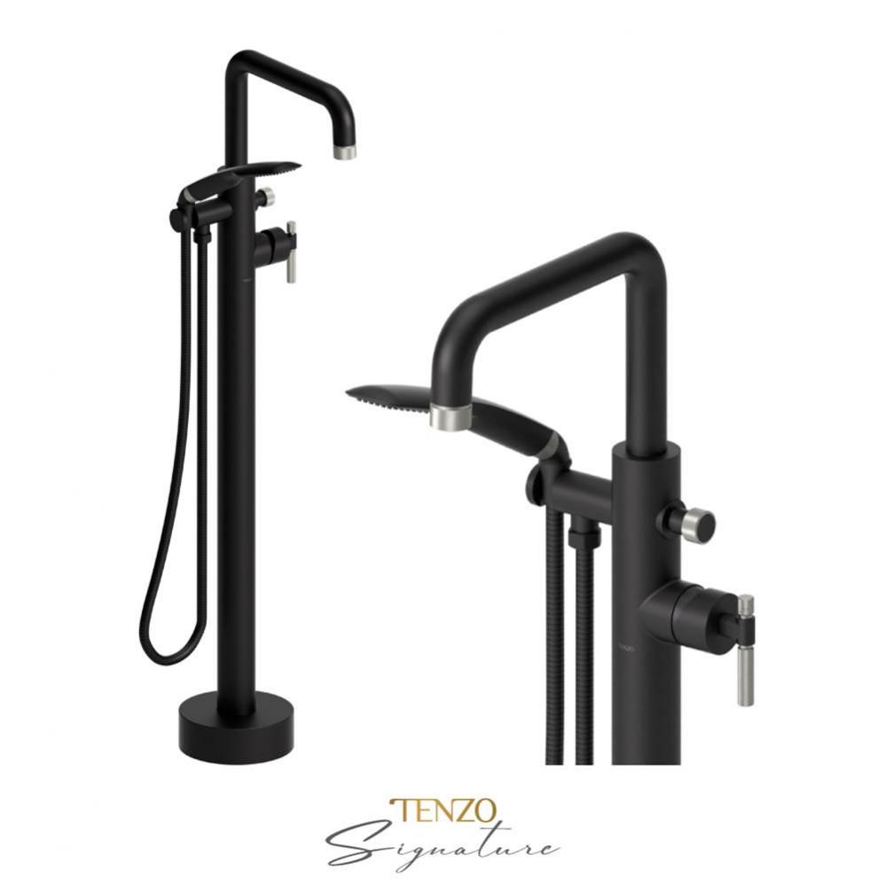 Floor mount tub filler Bellacio-F matte black/brushed nickel