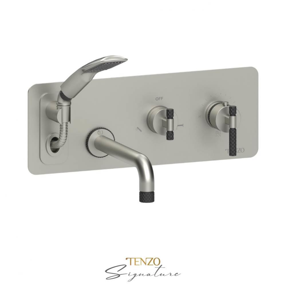 Trim for wall mount tub faucet with retractable hose  Bellacio-C brushed nickel/matte black