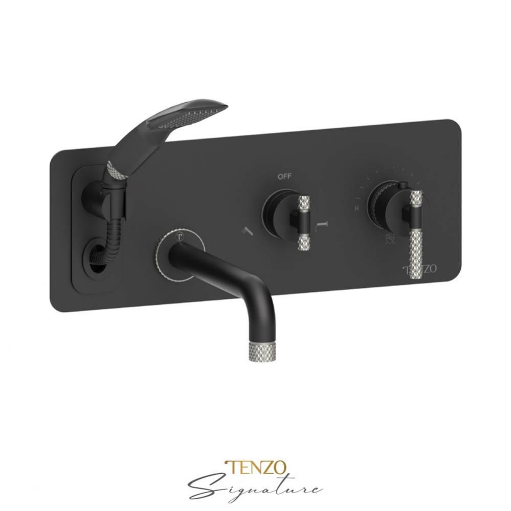 Trim for wall mount tub faucet with retractable hose  Bellacio-C matte black/brushed nickel