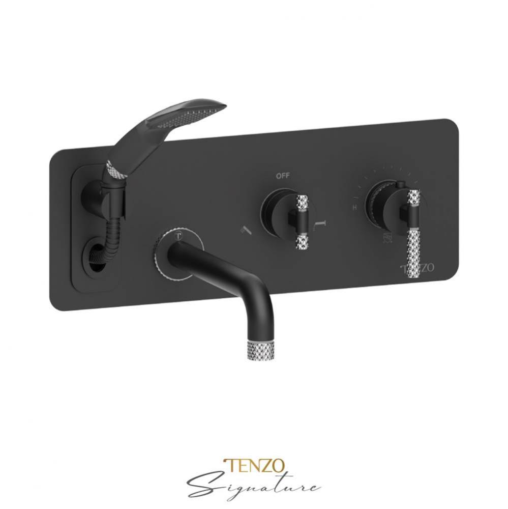 Trim for wall mount tub faucet with retractable hose  Bellacio-C matte black/chrome