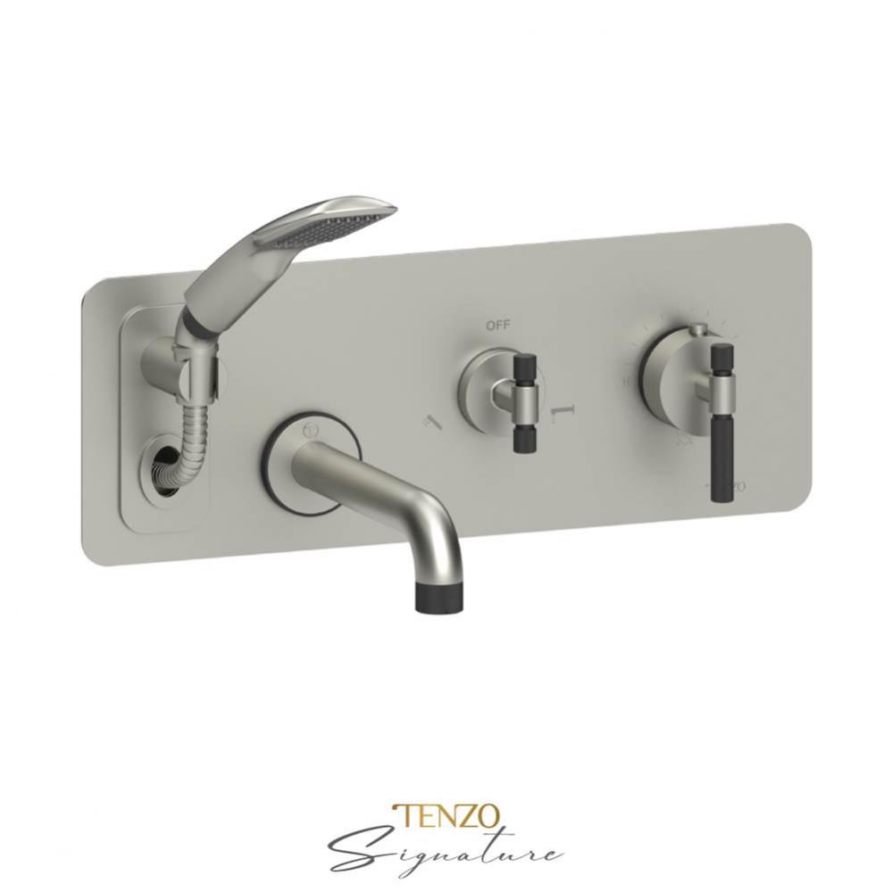 Trim for wall mount tub faucet with retractable hose  Bellacio-F brushed nickel/matte black