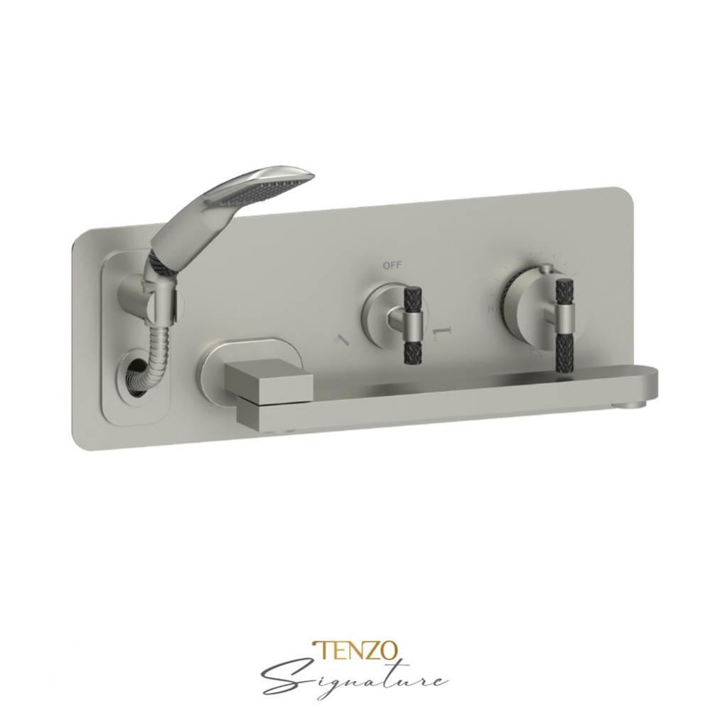 Wall mount tub faucet with swivel spout Bellacio-C brushed nickel/matte black