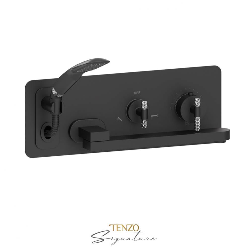 Wall mount tub faucet with swivel spout Bellacio-C matte black/chrome